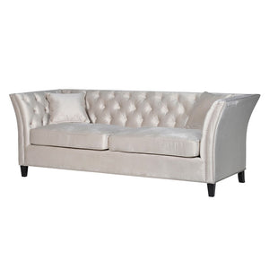 STONE BUTTONED 3 SEATER SOFA