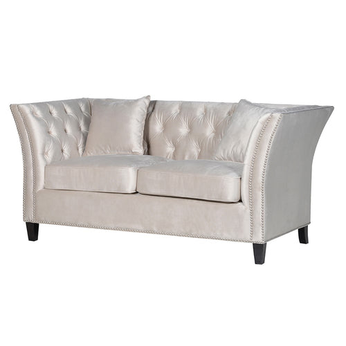 STONE BUTTONED 2 SEATER SOFA