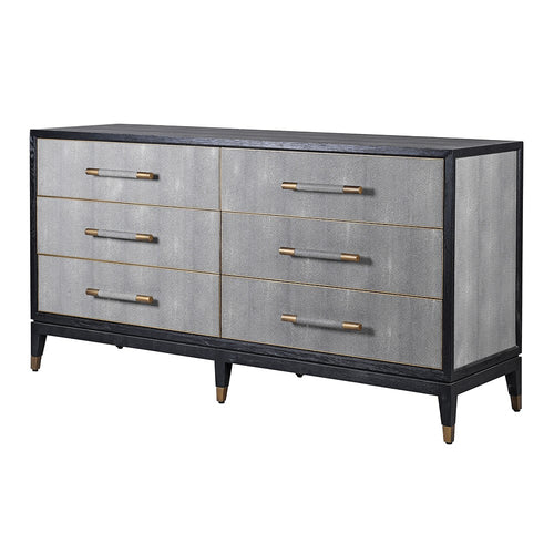 KYOTO OAK AND SHAGREEN 6 DRAWER CHEST