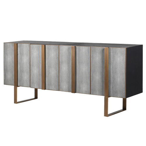 KYOTO OAK AND SHAGREEN 4 DOOR SIDEBOARD