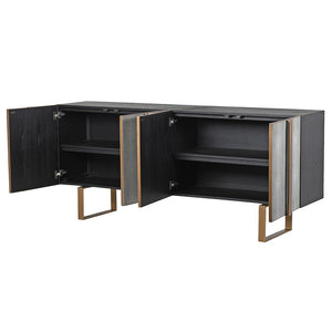 KYOTO OAK AND SHAGREEN 4 DOOR SIDEBOARD