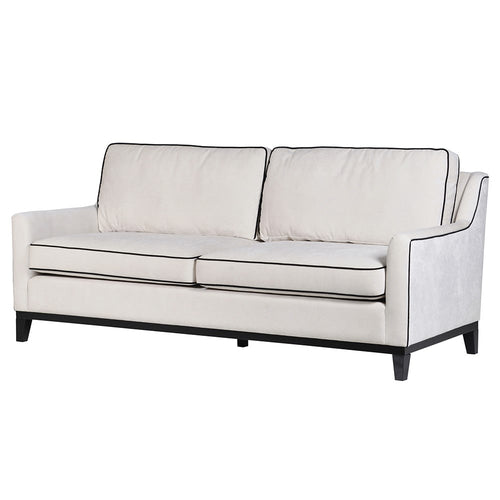 CREAM 3 SEATER SOFA WITH PIPING