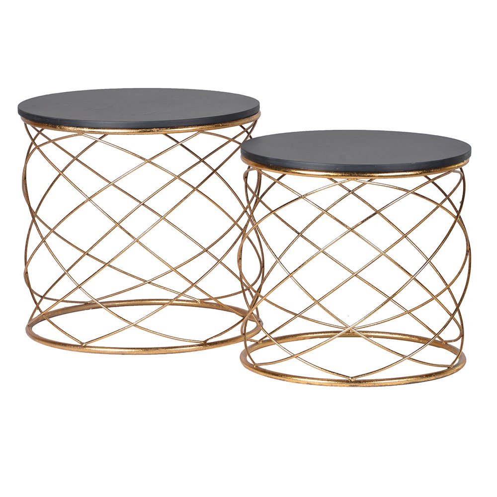 SET OF 2 GOLD LOOP SIDE TABLES