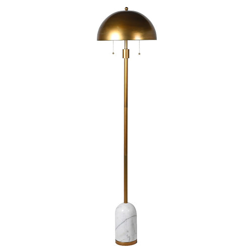 GOLD DOME AND MARBLE BASE FLOOR LAMP