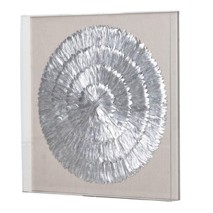 SILVER FEATHERS IN BOX WALL ART