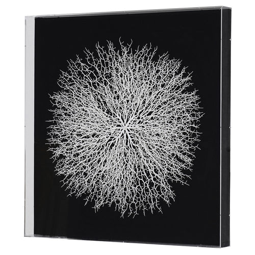 WHITE FAUX CORAL IN BOX WALL ART
