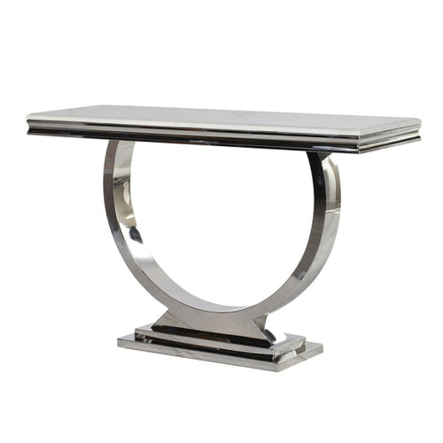 STEEL AND COMPOSITE MARBLE CONSOLE TABLE